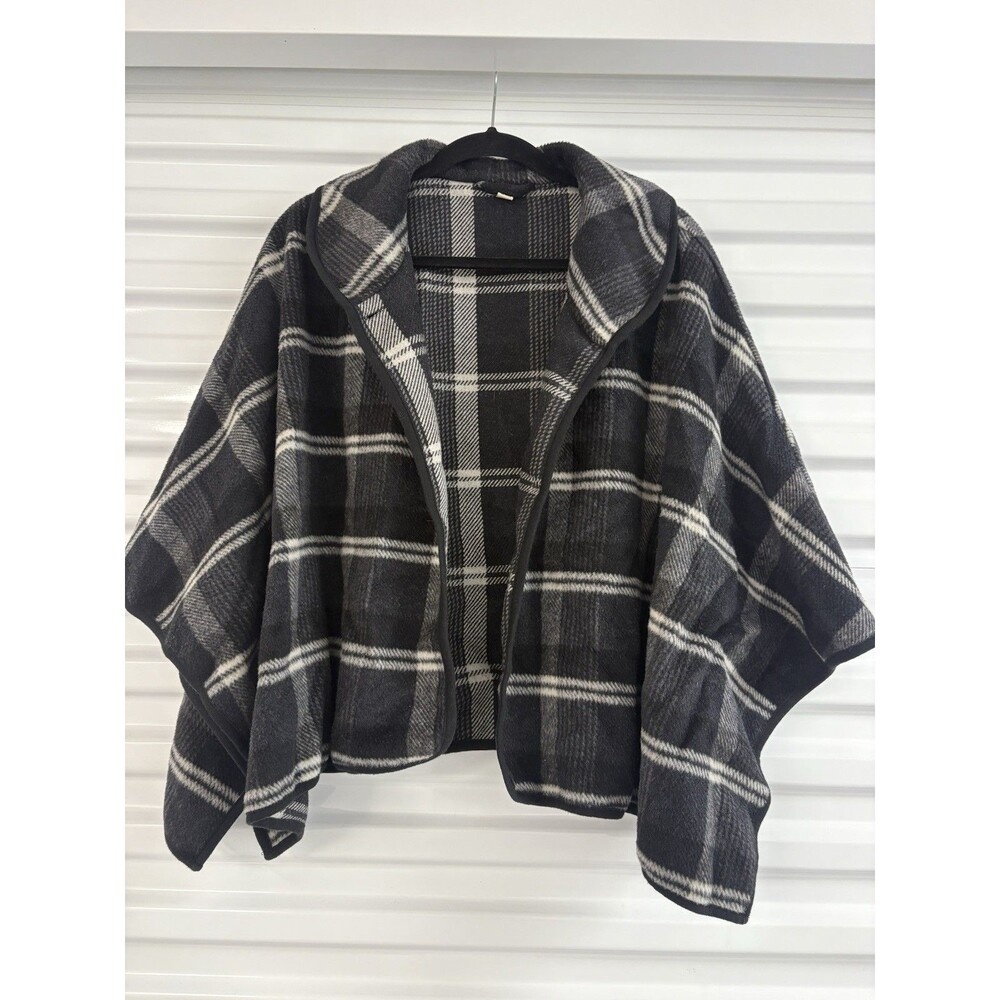 Cherokee Cape Plaid Checkered Wool Blend Shawl Collar Poncho XL 14-16/ Womens